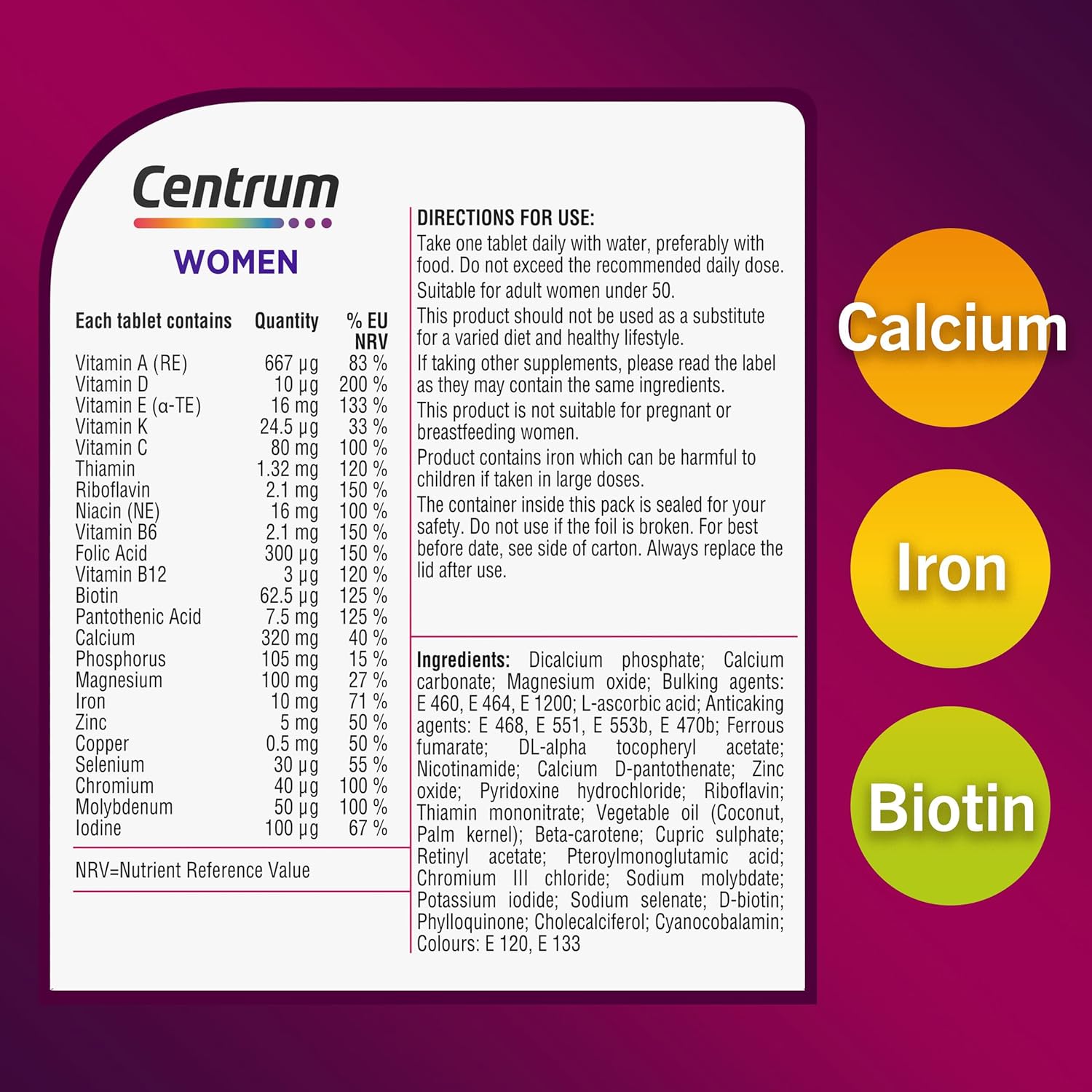 Centrum Women Multivitamin Tablets 30 Ct