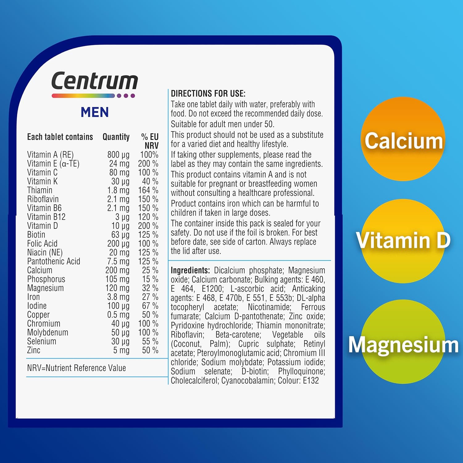 Centrum Men Multivitamin Tablets 60 Ct