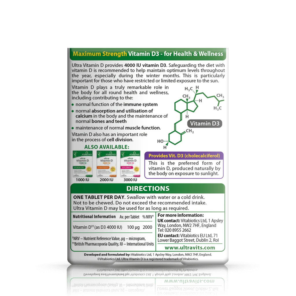 Ultra Vitamin D 4000IU - Maximum Strength Vitamin D3